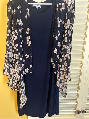 Studio One Navy Maxi Dress with Floral Kimono